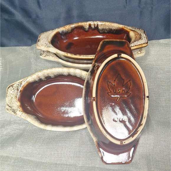 Maple Leaf USA Other - 4 Western Stoneware Maple Leaf USA Brown 10 oz Au Gratin Casserole Dish Vintage